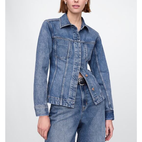 NWT GAP Longline Fitted Denim Jacket Size S tall - Picture 1 of 7
